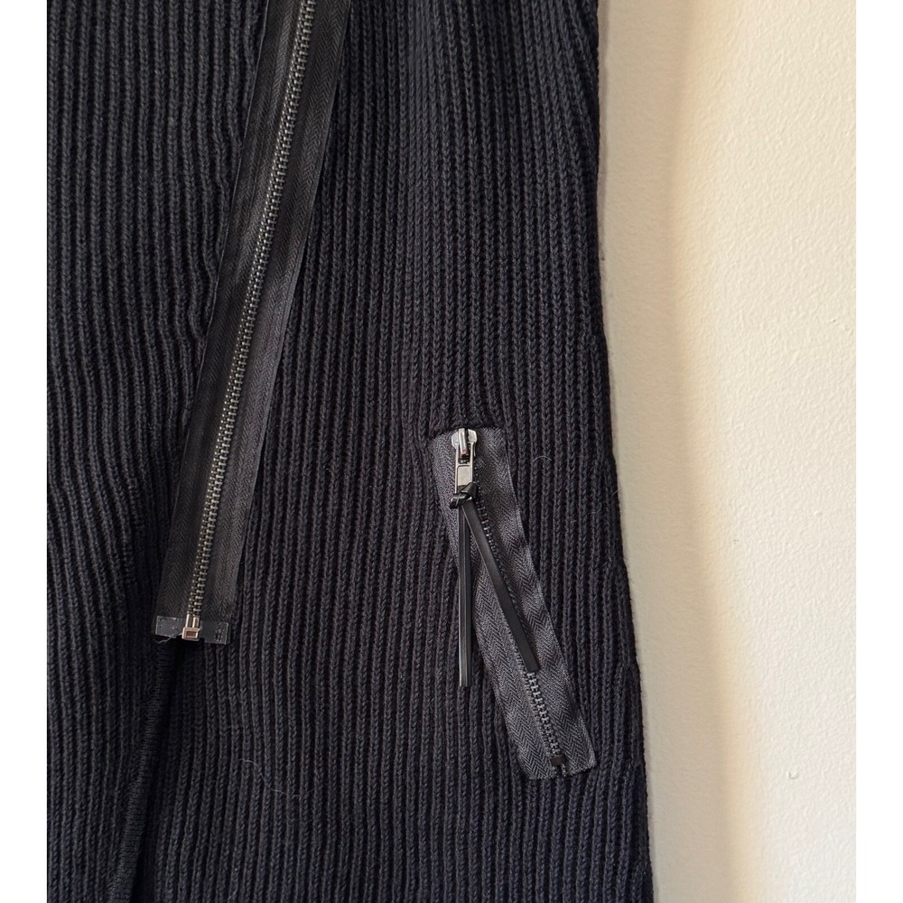 Curio New York Black Asymmetrical Zip Sleeveless Sweater Vest Faux Leather Sz S - Picture 3 of 12